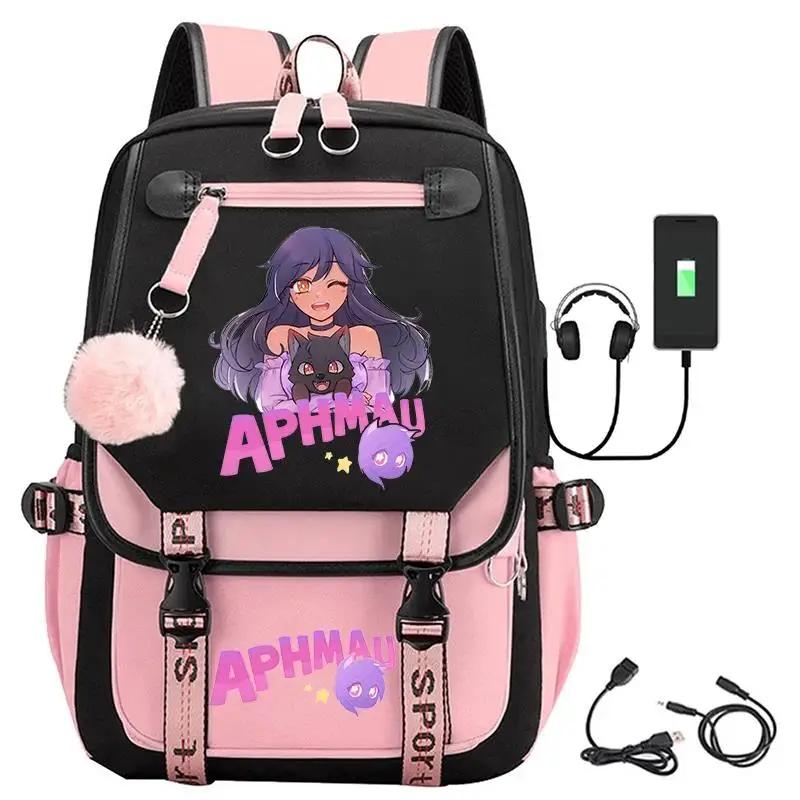 Рюкзаки с принтом Aphmau, модные школьные сумки с USB-зарядкой для девочек-подростков, сумка для ноутбука, мультяшный рюкзак для книг, студенческий рюкзак