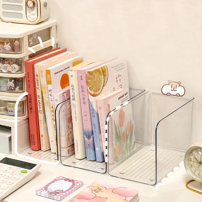 Portable Acrylic Book Stand Transparent Free Combination Bookshelf U-Shaped Book Folder Desk Storage Rack Home Office