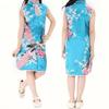 Elegant Children Girls Chinese Cheongsam Dress With Floral Peacock Pattern Sleeveless Summer Wear