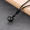 Fashion Lucky Blessing Amulet Obsidian Pendant Round Ball Necklace