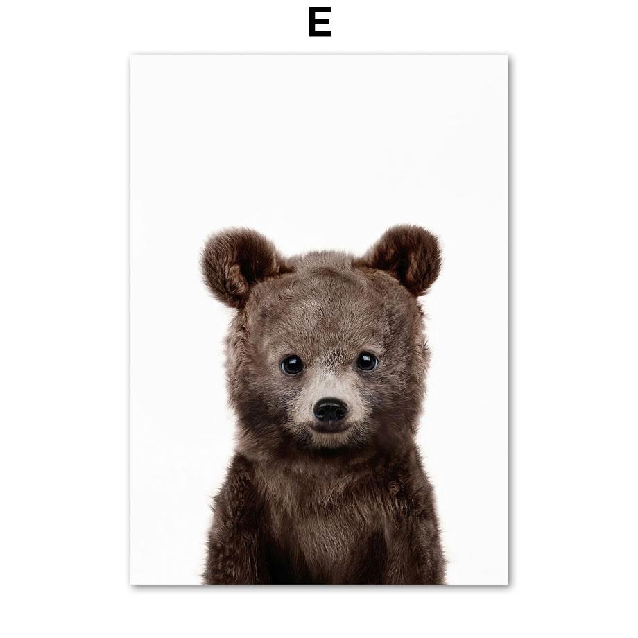 Слон, Лев, Медведь, Жираф, Панда, Тигр, Енот, настенная живопись, холст, картина с детенышем, постер для детей, декор для детской комнаты для мальчиков и девочек