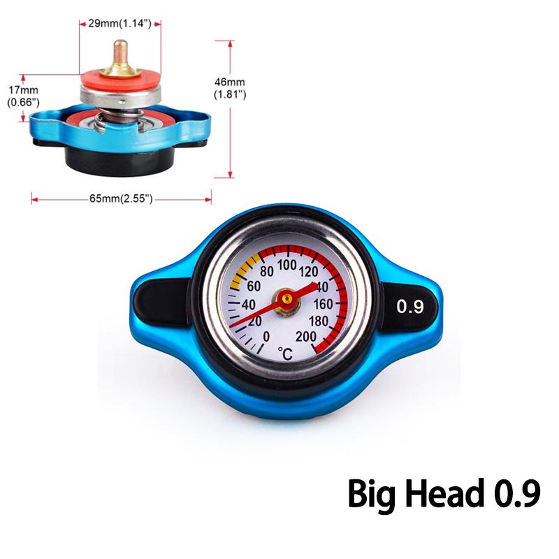 Thermost Radiator Cap Tank Cover Water Temperature Gauge 0.9Bar 1.1Bar 1.3 Bar Cover Racing Car Big or Small Head