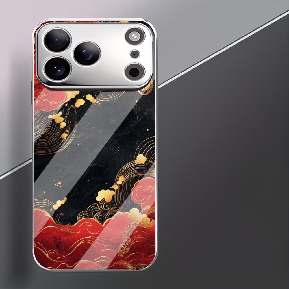 Золотые и красные облака модные чехлы для телефона carcasa Smartphone Стеклянный чехол для телефона для iPhone 17 16 15 14 13 12 11pm Pro Plus fundas