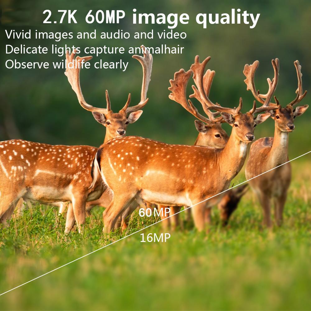 2.7K 60MP WiFi Trail Camera Водонепроницаемая охотничья камера ночного видения с 2-дюймовым экраном для улицы