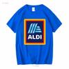 Новая футболка с логотипом супермаркета ALDI, продуктовый магазин, смешная, размеры от S до 5XL, винтажная, стираная, модная, дышащая, стильная, повседневная, мужская