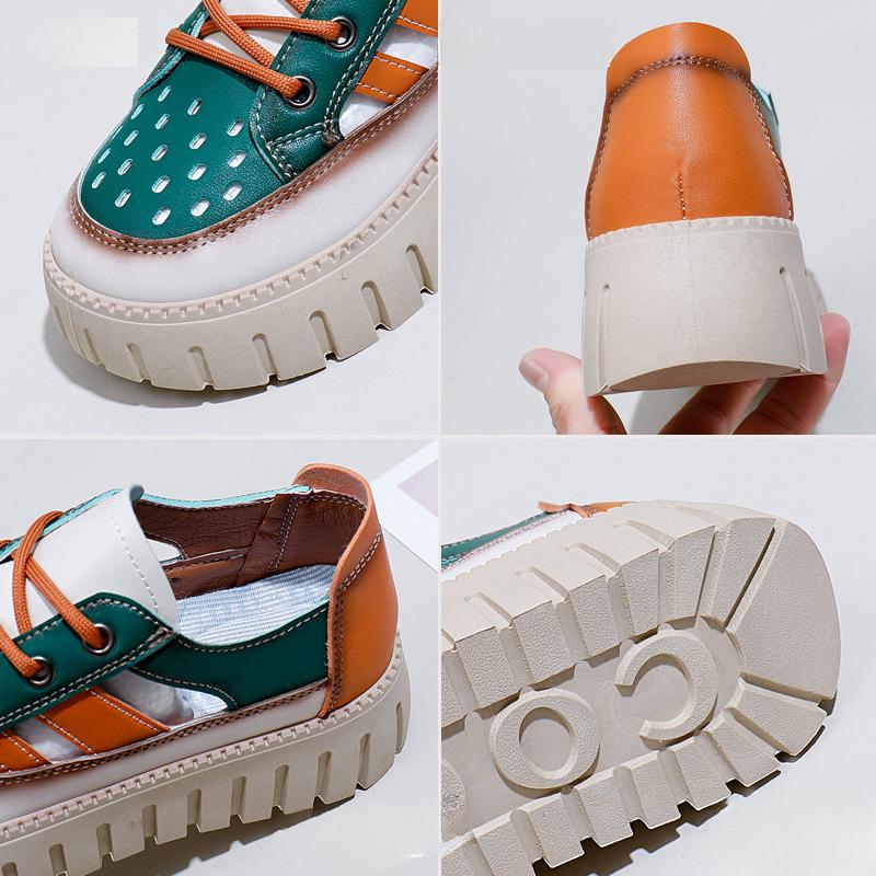 Дышащие белые туфли с низким берцем для женщин, новые летние туфли с большой головкой, повседневные кроссовки на толстой подошве