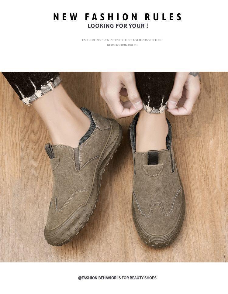 Мужские водонепроницаемые рабочие туфли в стиле ретро без застежек — нескользящие, износостойкие, с низким верхом для осени и зимы