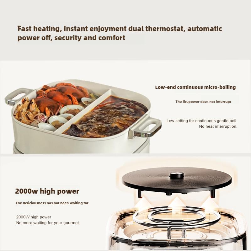 220 В электрическая 2-х вкусовая сплит-система Hot Pot 6L многофункциональная домашняя электрическая пароварка для приготовления пищи на пару сковорода