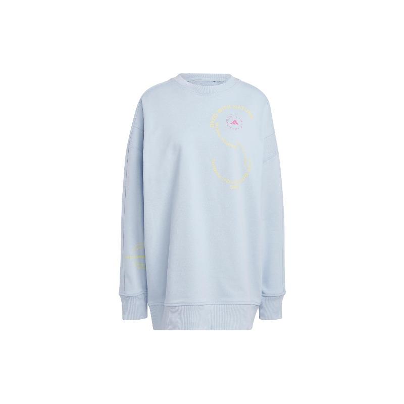 adidas × Свитшот с длинными рукавами и круглым вырезом Stella McCartney Logo Print, унисекс, светло-голубой IA7716