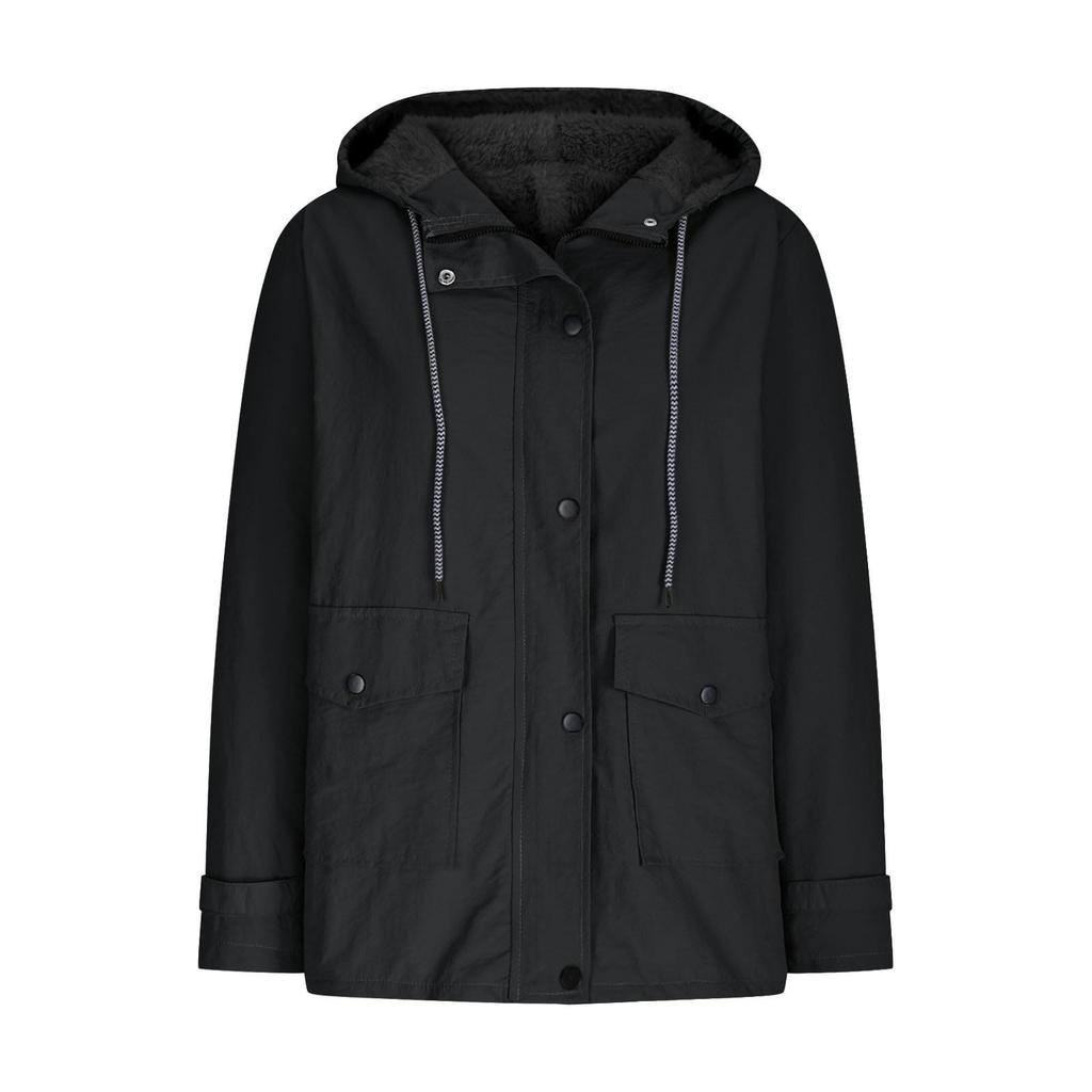 Куртка-дождевик с флисовой подкладкой для женщин, большие размеры, легкие, складные, водонепроницаемые, с капюшоном, зимнее пальто, куртки