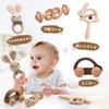 Make Baby Wooden Rattle Rattle Rabbit Set of 4 Baby Toy Baby Gift Boys Girls Unpainted Infant Mini Car Gift Present Educational Toy Let's
