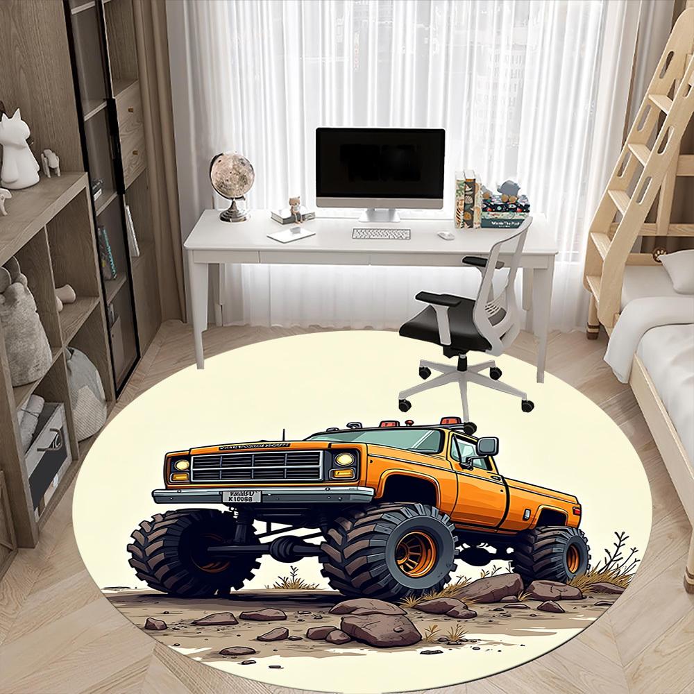 1pc Monster Truck Adventure Chair Carpet for Office Non-Slip, Rug for Office, Room, Good Gift for Family or Friends, yy251226161
