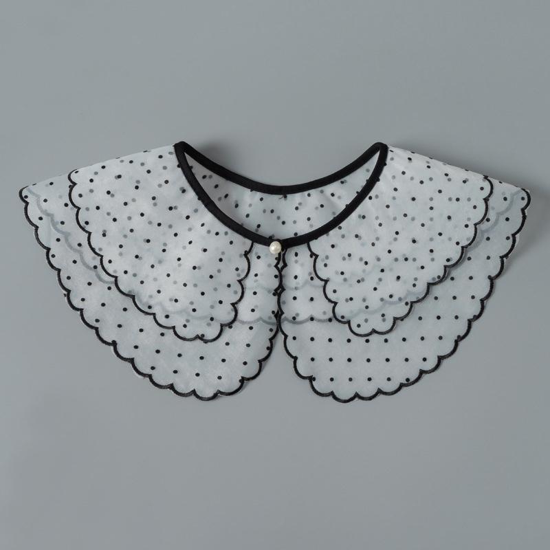 Women Fake Collar Shawl Detachable Blouse Decoration Lace Romantic Flower Embroidery Multi-Layer False Collar Shirt Collar