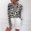 Leopard Print Blouse Women Chic Casual Long Sleeve Turn Down Collar Office Lady Vintage Blusas Plus Size