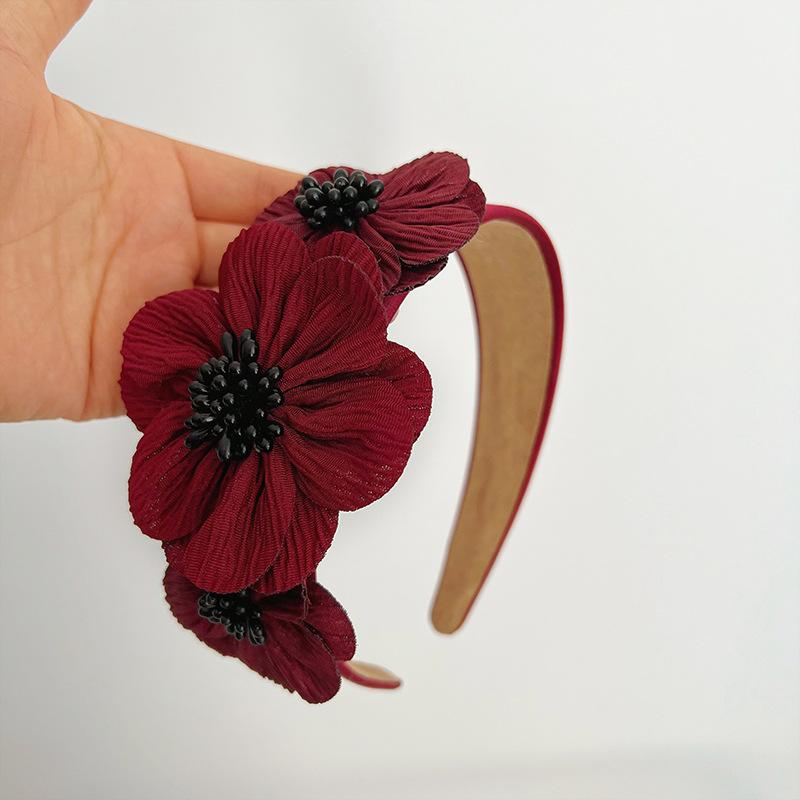 Европейский и американский стиль Женская широкополая повязка на голову с жемчугом и цветами, Модная повязка для волос