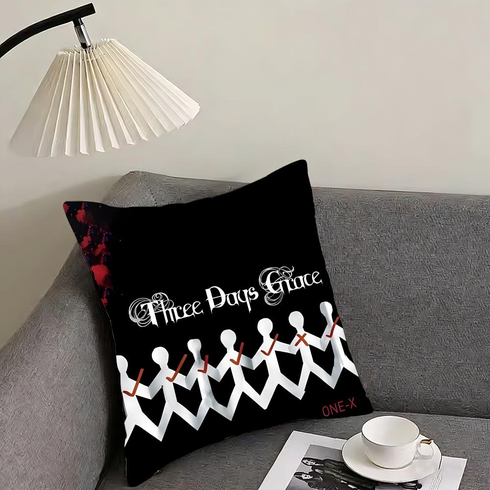 TThree Days GraceE Band Cushion Cover Pillowcase Ultra Soft Skin Friendly Fabric Cloud Like Comfort Concealed Zipper