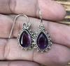 Solid 925 Sterling Silver Amethyst Gemstone Earrings Pear Earrings Designer Earrings