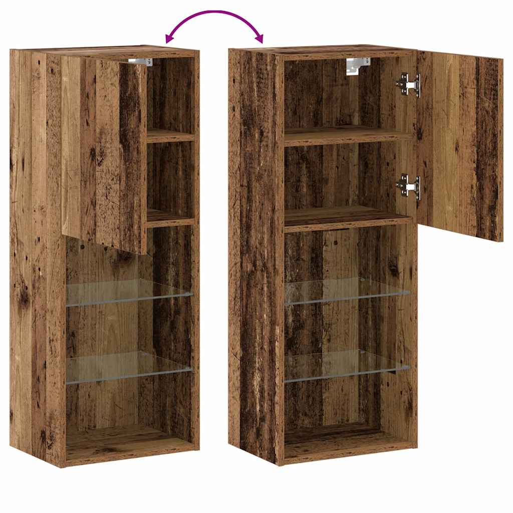 TV Cabinet Set with LED Vintage Wood Effect 40.5 x 30 x 102 cm Particleboard