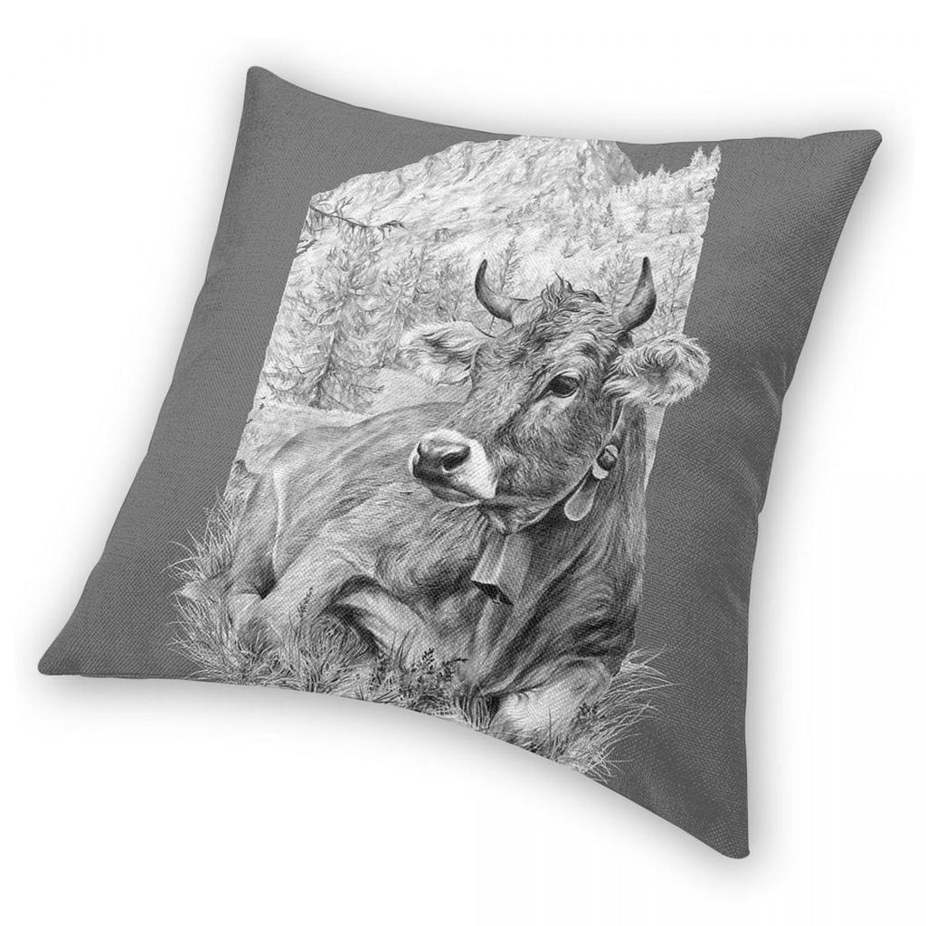 Bruna Alpina Mucca Cows Square Pillowcase Polyester Linen Velvet Printed Zip Decorative Pillow Case Home Cushion Case