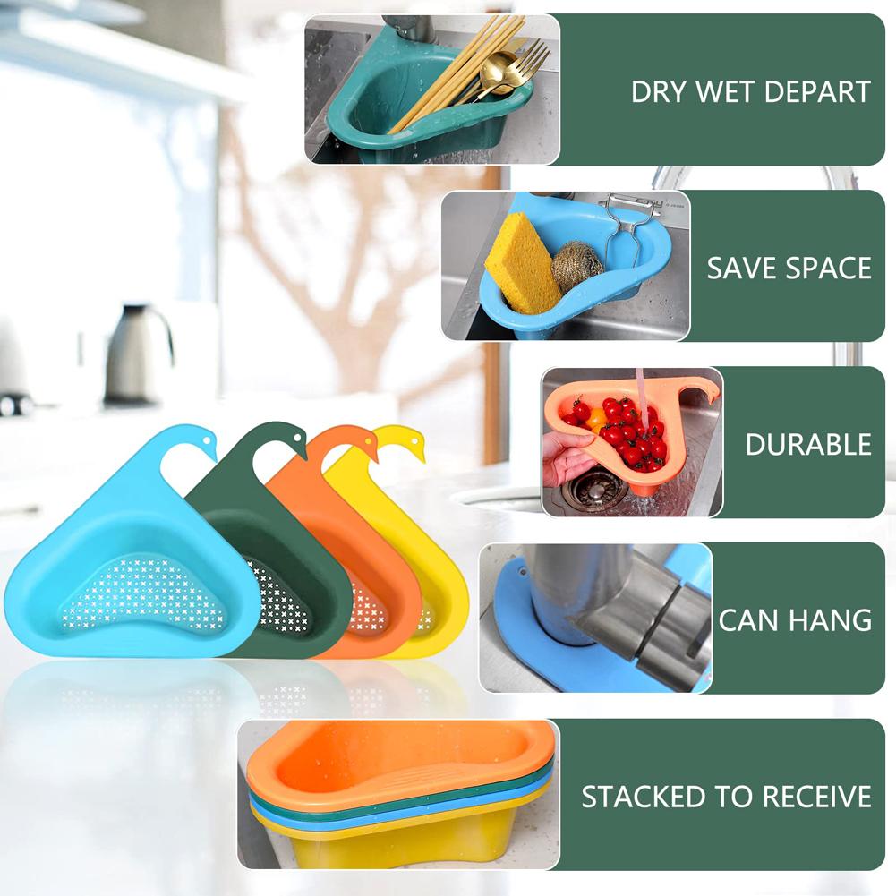 Swan Drain Basket Kitchen Leftover Sink Strainer General Fruit And Vegetable Drain Basket Multifunctional Hanging Drain Basket