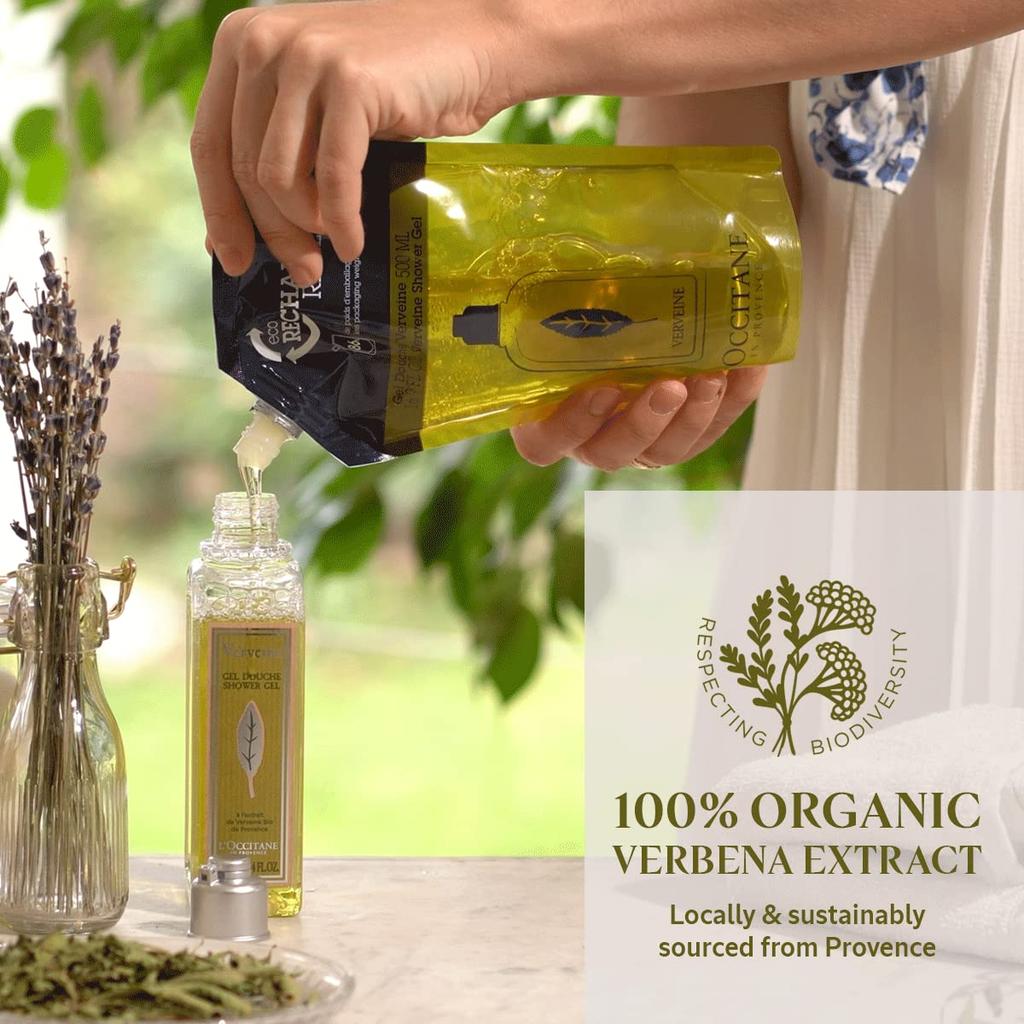 Verbena Shower Gel Body Popular for Men and Large Capacity Refill L'OCCITANE Refill, 500mL, Soap, Women,