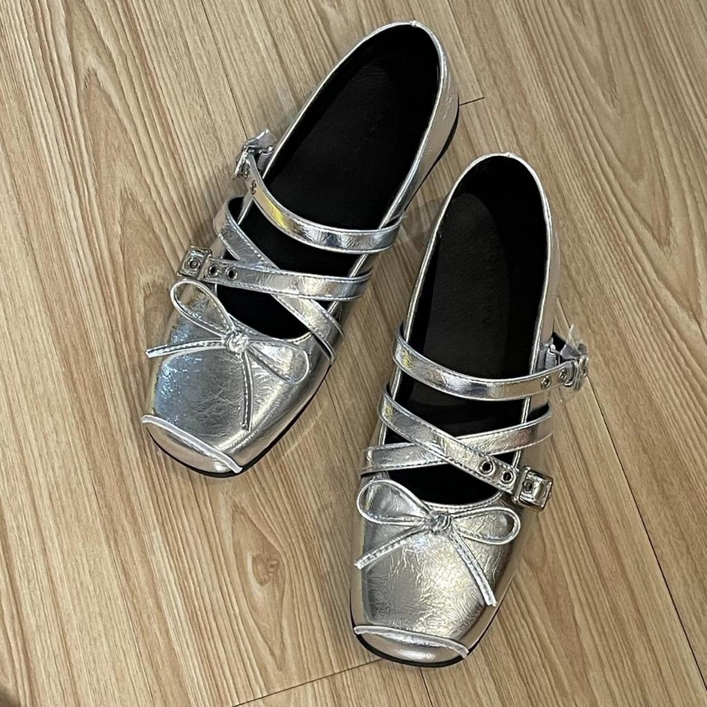 Летние новые туфли-лодочки на плоской подошве с бантом и светлым вырезом, женские, ретро, Мэри Джейн, женские