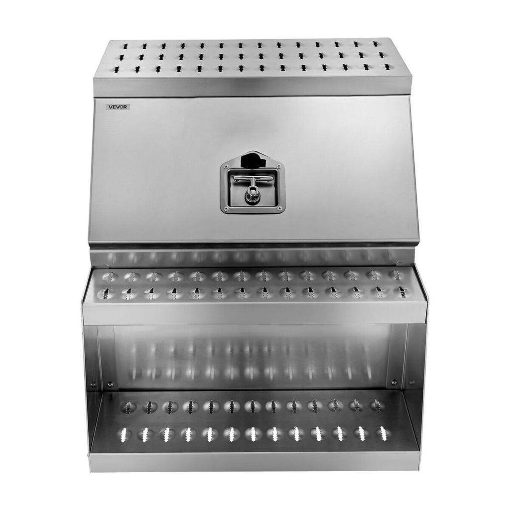 Semi-Truck Step Tool Box, 610 x 695 x 645 mm Heavy Duty Aluminum Toolbox Side Mount, Waterproof Side Storage Saddle Step Box with T-Handle Lock & Keys