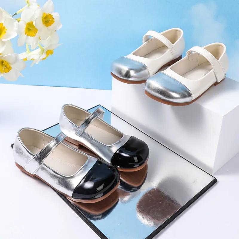 Новые туфли принцессы из кожи для девочек, пэчворк, элегантные детские балетки для выступлений, модные детские туфли для вечеринок, на липучке