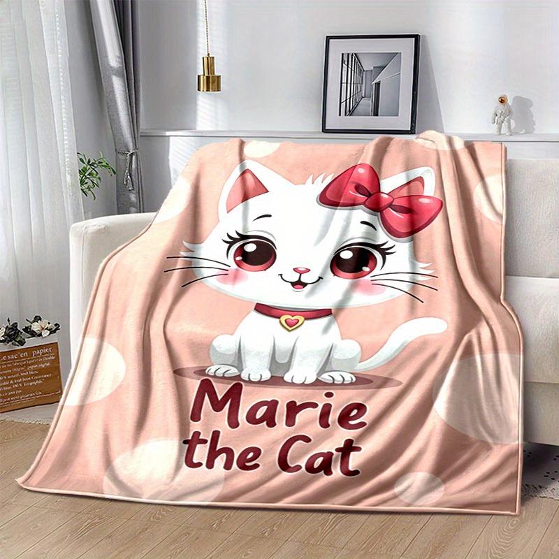 1pc, Cute Cartoon Cat Blanket - Marie the Cat Design, Cartoon Blanket, for Decorating Your Own Sofa and Living Room, Super Soft Flannel, for