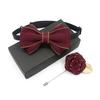 Polyester Neck Collar Adjustable Ribbon Bowtie Fashion Bow Tie Brooches Set  Business