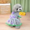 Платье для щенка, дышащее удобное сетчатое платье из пряжи, красивое платье принцессы для собак с цветочным принтом на лето