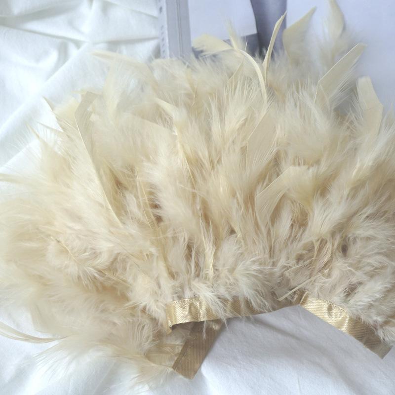Long Turkey Fur Feather Cloth Strips Fire Edge Stage Performance Clothing Accessories Skirt Diy Decorative Materials