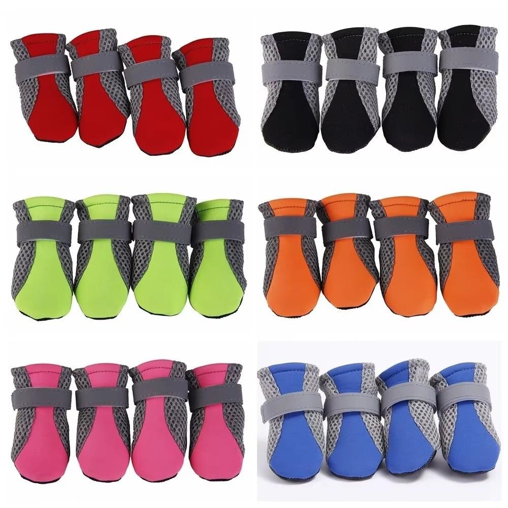 4Pcs Anti-slip Pet Dog Shoes Soft-sole Pet Footwear Cute Pet Sandals Summer