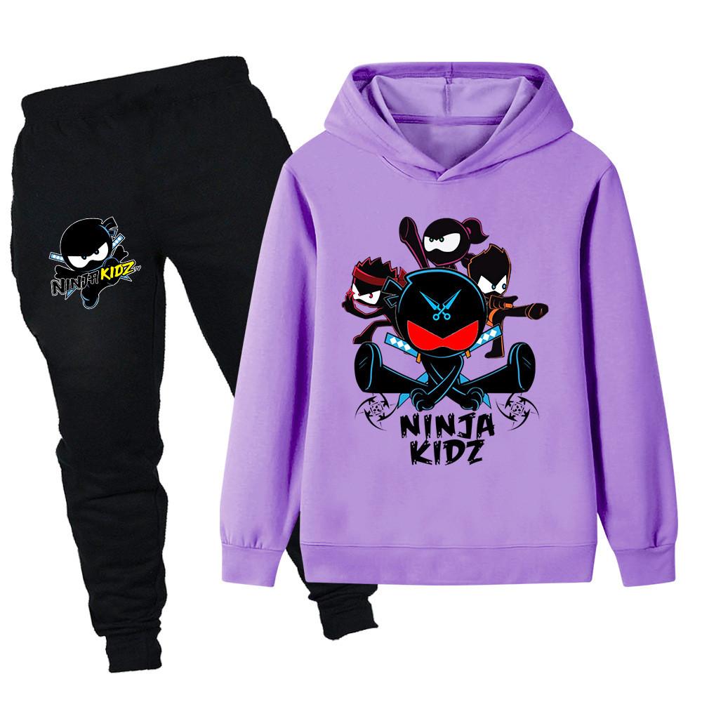 PB1170 Детские Мальчики Девочки NINJA KIDZ Принт Уличные Худи с Длинным Рукавом Брюки Комплекты Верхней Одежды