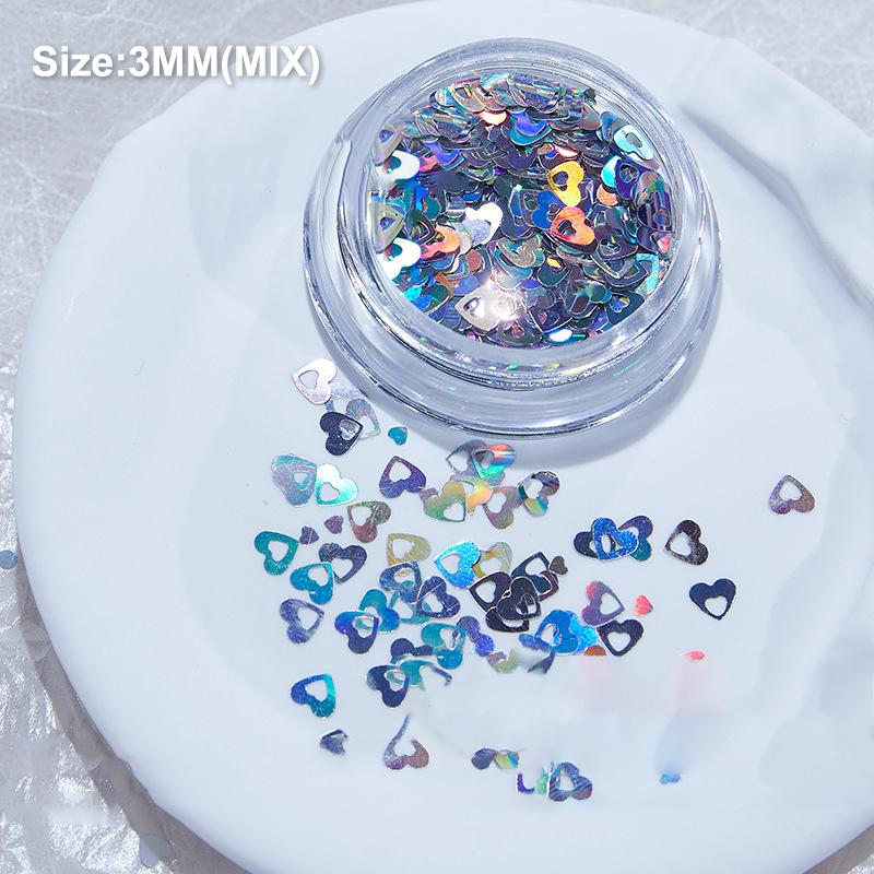 Мини сверкающий лазерный блеск для ногтей сверкающий красочный патч любовь бабочка волна точка звездный лазер серебряный блеск для ногтей украшение