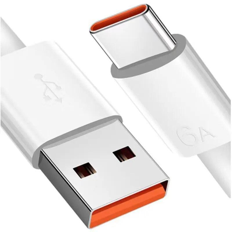 Кабель для сверхбыстрой зарядки 6A, подходит для Huawei Xiaomi Honor TYPE C, зарядный кабель для мобильного телефона оранжевого цвета, 66 Вт, зарядный кабель