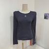 C S In The Room Women El Embroidery leTTerIng STripe Long Sleeve T ShirT 4Color