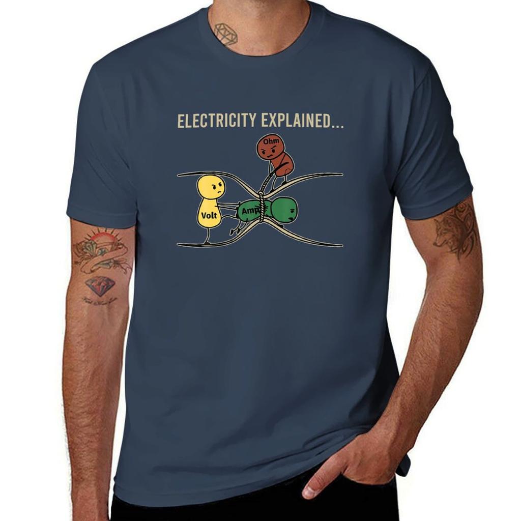 Funny Electricity Explained T-Shirt g man t shirts for men t shirt custom print man t shirt cotton high quality T-Shirt