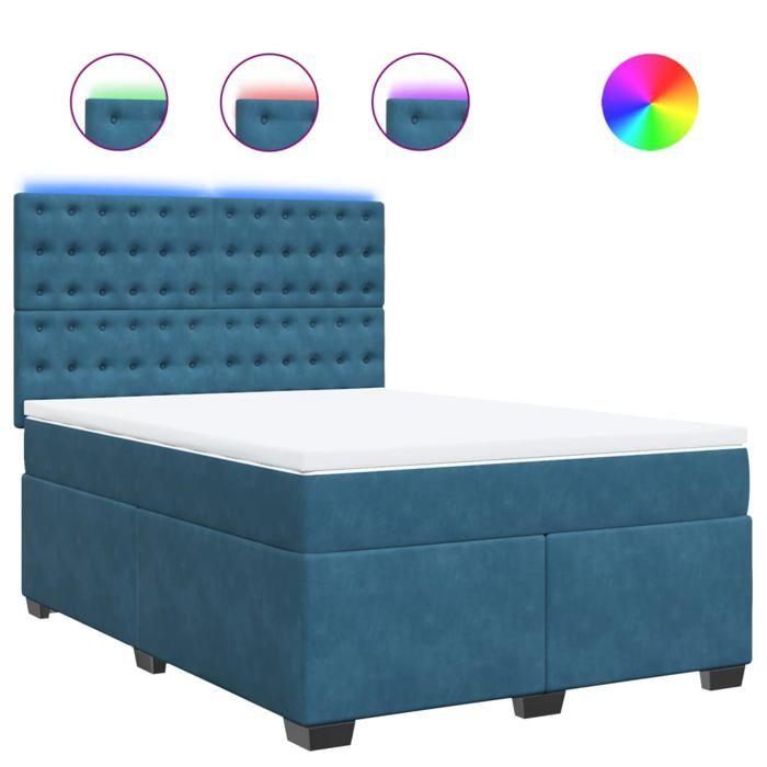 Maison Exclusive - Sommier à lattes de lit et matelas bleu 140x190 cm velours