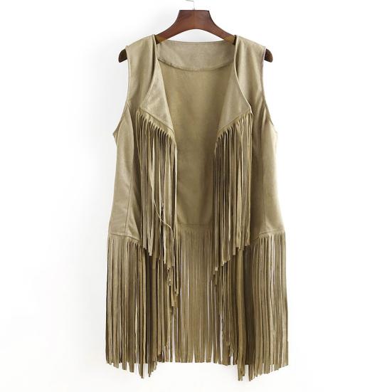 Женский кардиган с кисточками и бахромой, однотонный, с открытой строчкой, винтажный ковбойский костюм в стиле вестерн, косплей, хиппи, без рукавов, сценическое представление, ролевая игра, женский жилет