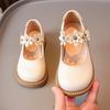 Маленькие кожаные туфли принцессы для девочек 2025 новая весна и осень детские простые кружевные черные одинарные туфли студенческие кожаные туфли