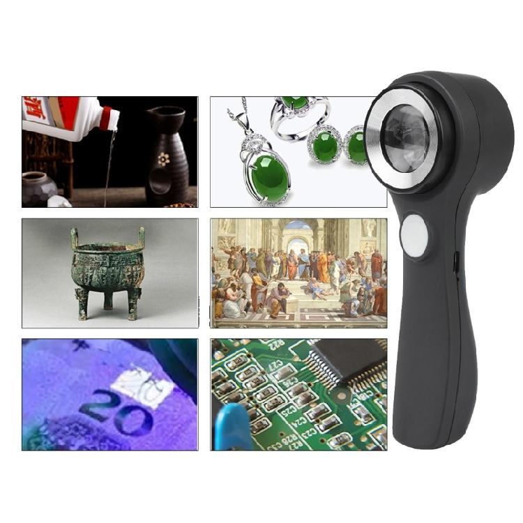 60X Handheld Magnifying Glass Adjustable Bright LED Light Rechargeable Magnifier