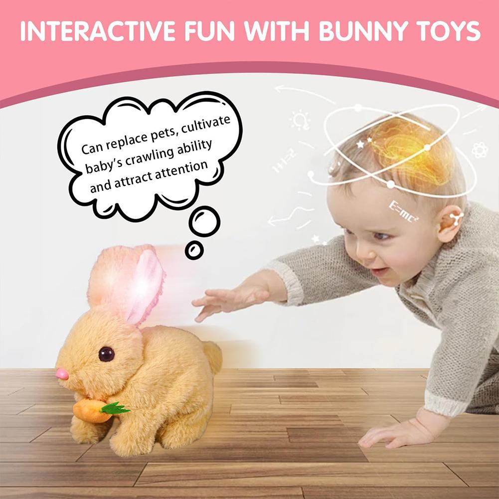 Interactive Electronic Pet with Carrot Plush Bunny Toy Electronic Pet Rabbit Toy Gifts for Toddlers 3 4 5 6