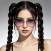 Безрамные Солнцезащитные Очки Женские Очки Защита от УФ Лето Уличная Фотография Универсальные и Тонкое Лицо С Макияжем Очки Мода