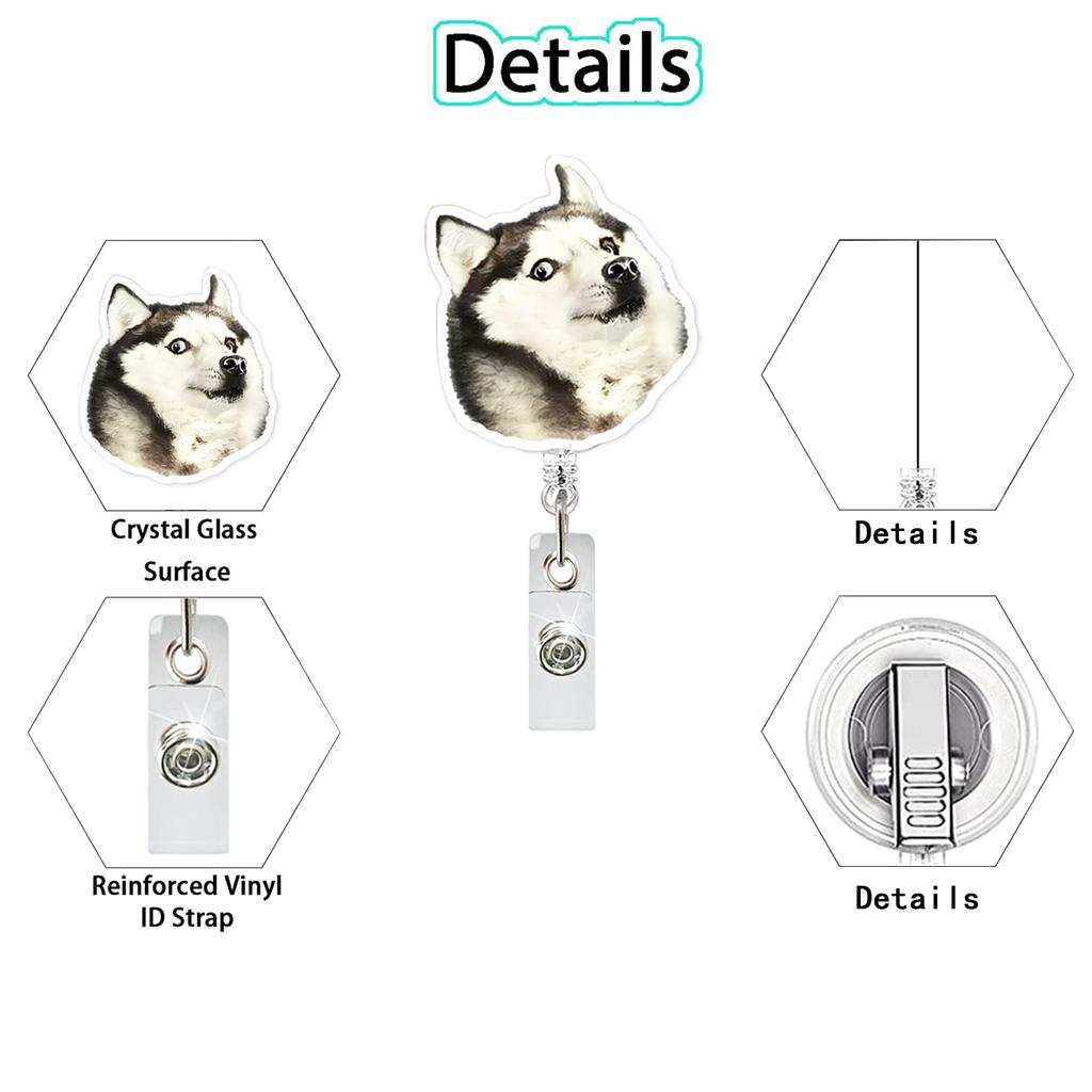 1 шт. Смешной мем про собаку Акриловый держатель для бейджа Выдвижной Легко вытягиваемый Бейдж-ролик Шнурок для держателя ID-карты Бейдж с именем Ключ Аксессуар для медсестры