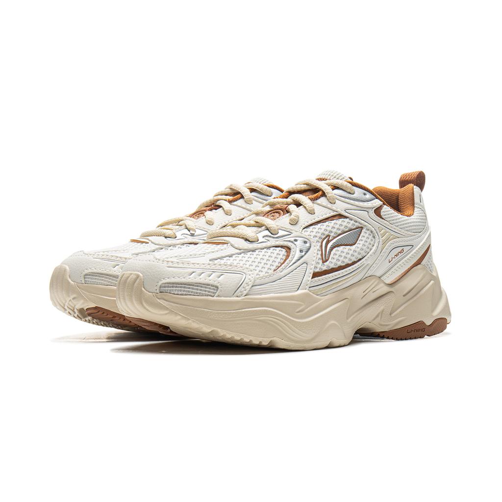 Li Ning Shooting Stars 2K Амортизирующие Нескользящие Износостойкие Низкие Массивные Кроссовки Женские Белый Коричневый AGCU358-2
