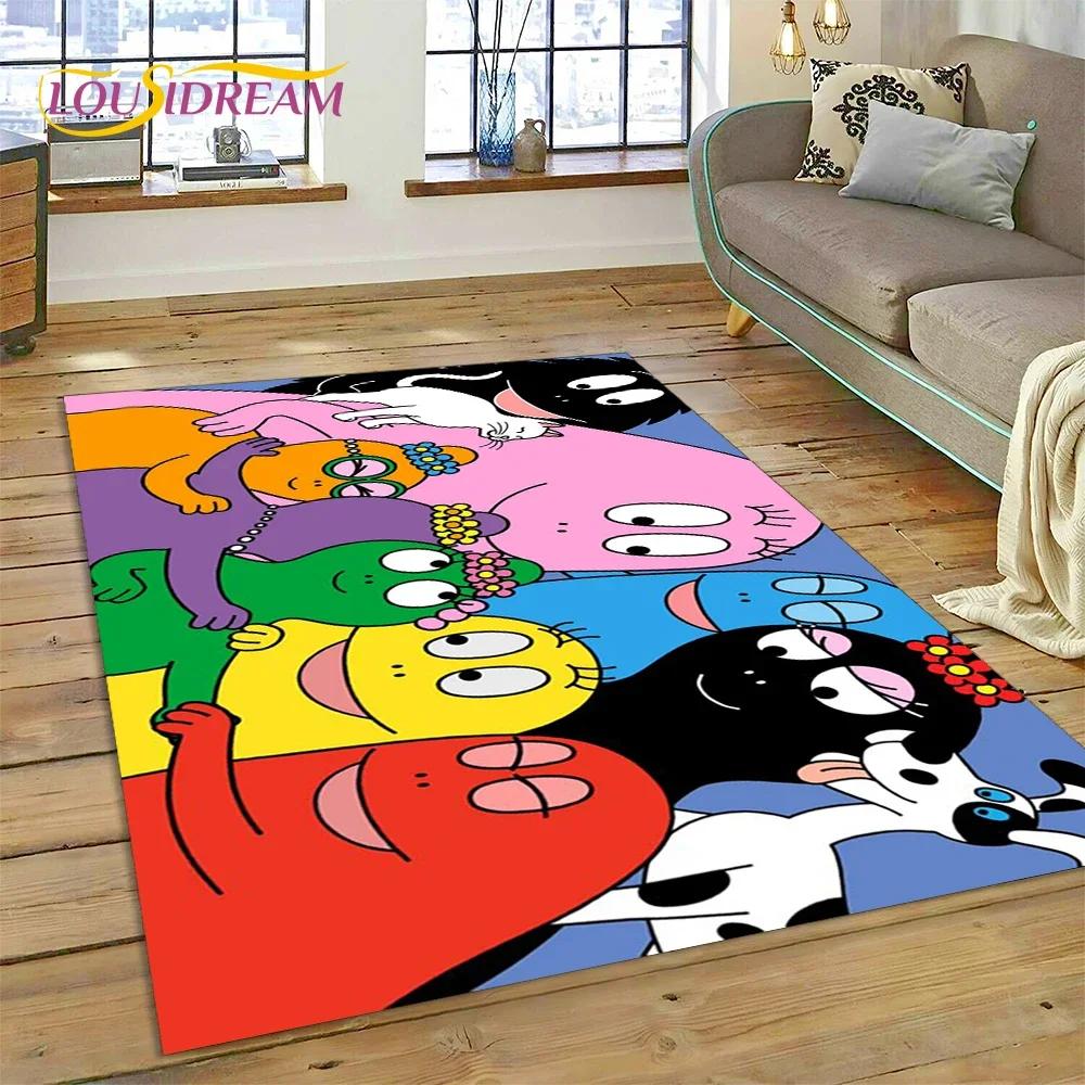 3D Cartoon Les Barbapapa Family Carpet Rug for Bedroom Living Room Home Sofa Decoration,Children Game Large Decor Floor Mat Gift