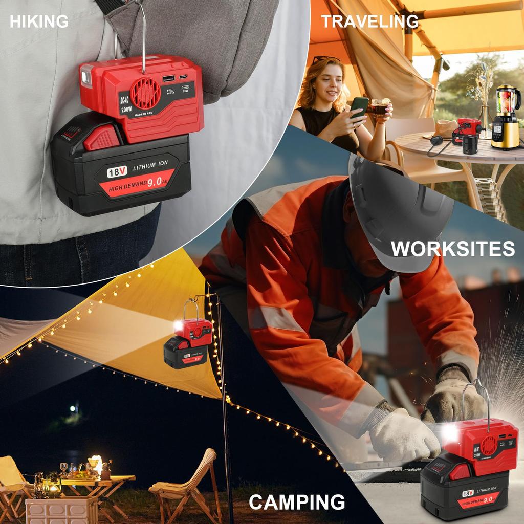 Для Makita/Dewalt/Milwaukee/Bosch 111 Вт Генератор-инвертор питания от аккумулятора 18 В до 111 В / 111 В переменного тока Выход USB и Type-C Адаптер Новый