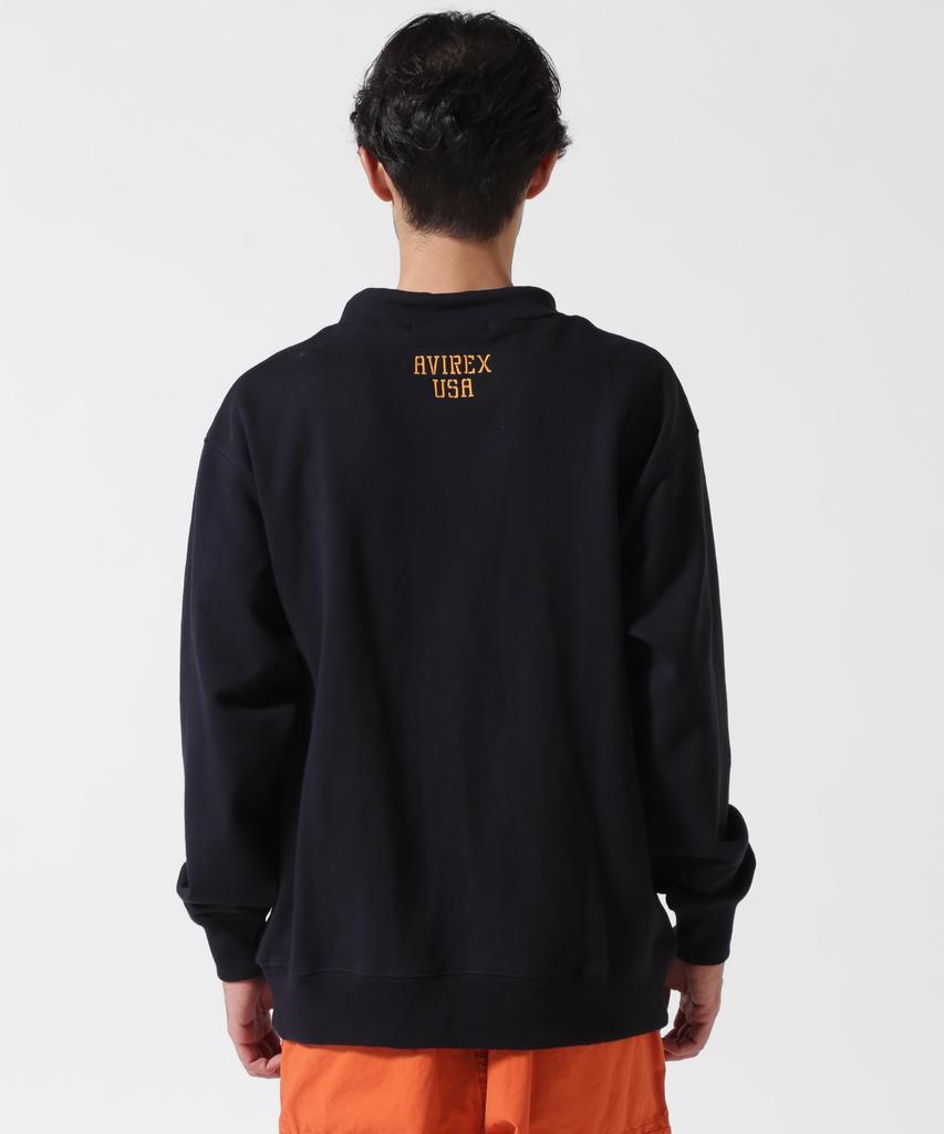 AVIREX Official Store Exclusive US.NAVY MOCK NECK SWEAT Men's 2XL 120 Navy 783-5132012