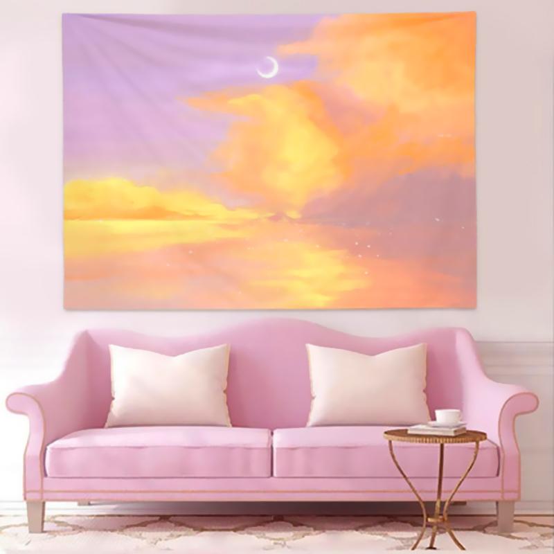 Облако Цветок Розовый Фон Гобелен Девушка Комната Украшения Стены Дома Психоделический Гостиная Красивый Гобелен
